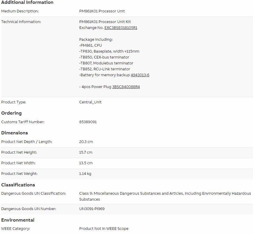 ABB PM861K01 3BSE018105R1
